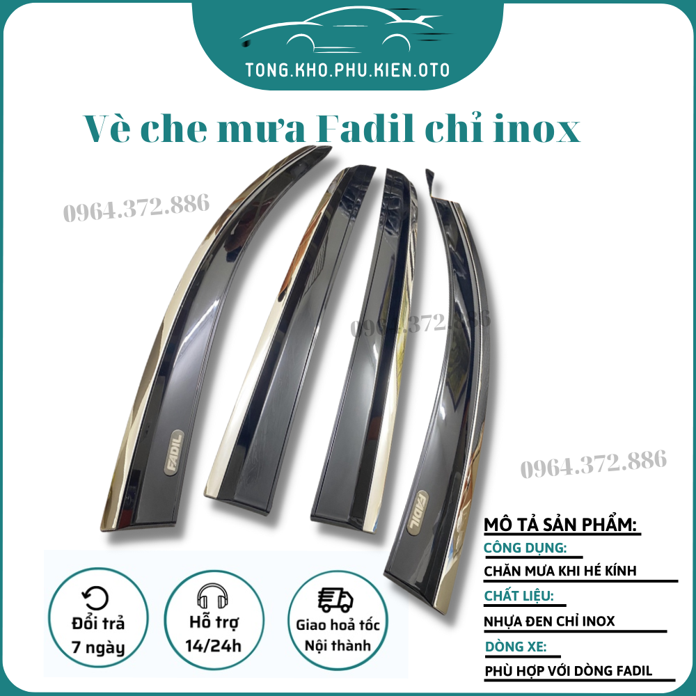 Vè che mưa xe vinfast fadil 2019-2023 chỉ inox cao cấp