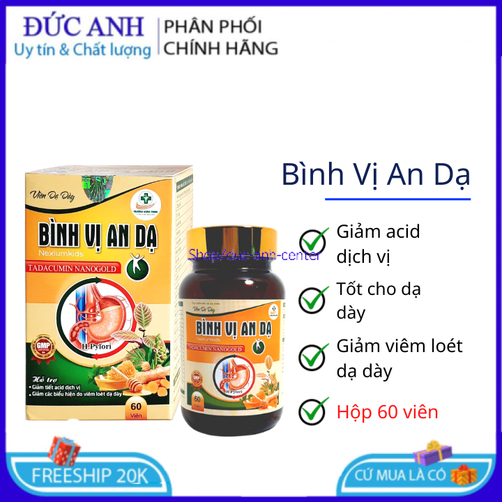 Viên dạ dày Bình Vị An Dạ hỗ trợ giảm acid dịch vị