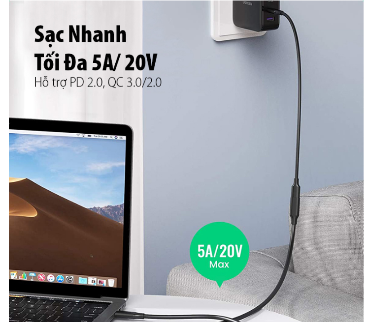 Cáp nối dài 1m USB Type C 3.2 Ugreen 10387 (Sạc , truyền dữ liệu)