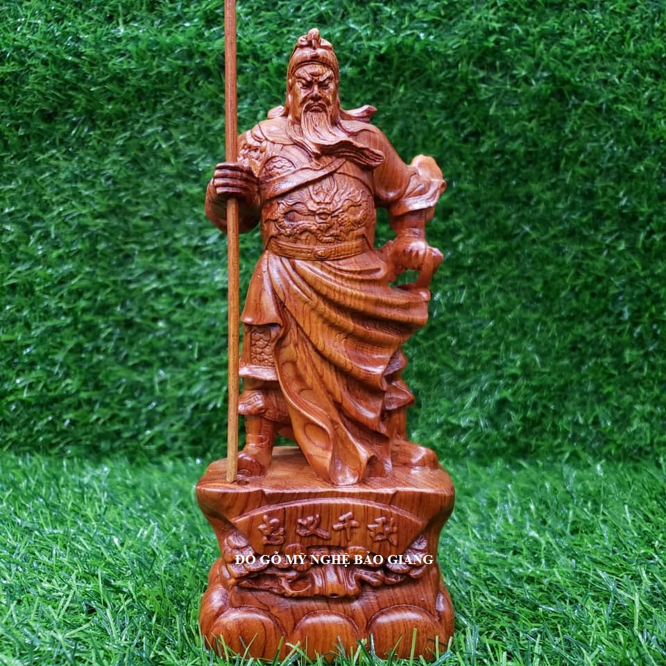 Tượng quan công quan vân trường gỗ hương cao 20cm