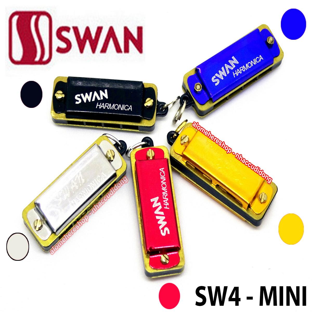 Kèn harmonica mini 4 lỗ 8 note Swan SW4 (5 màu/bộ)