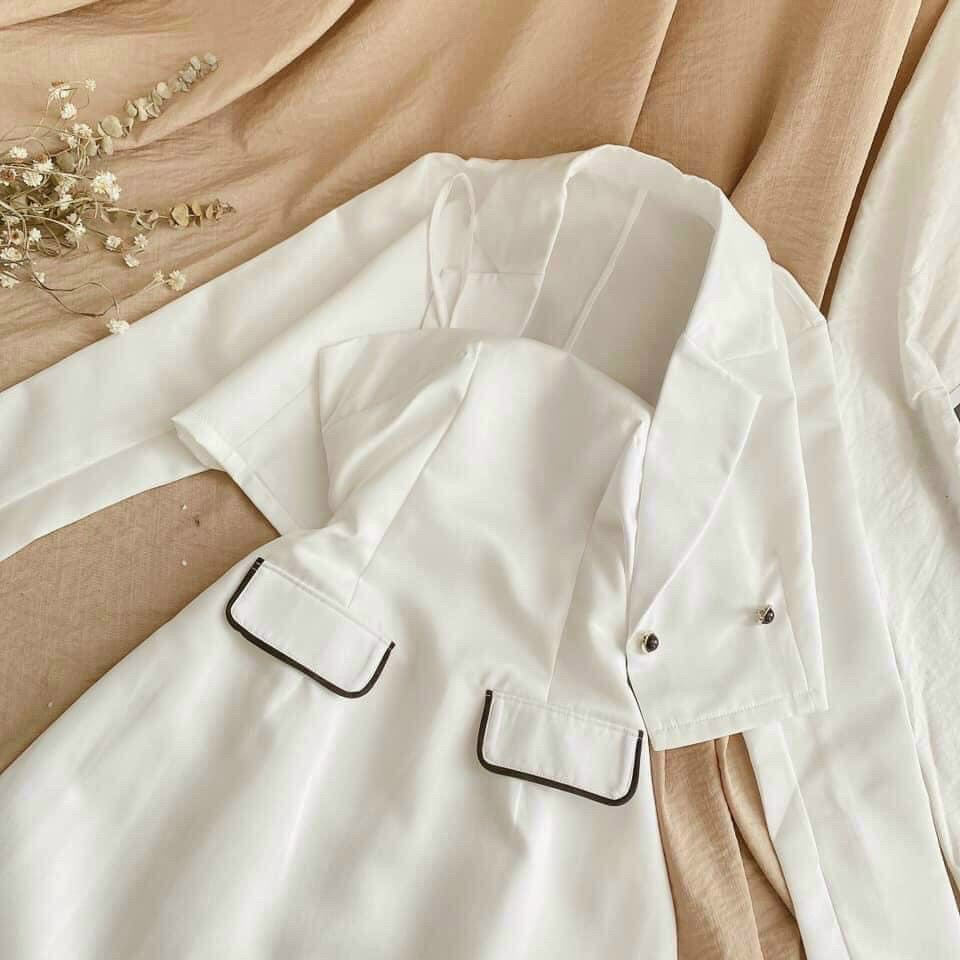 Set đồ bộ nữ đầm kèm áo khoác vest