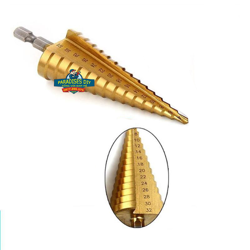 Mũi khoan tháp 4 -32 mm chuôi lục giác