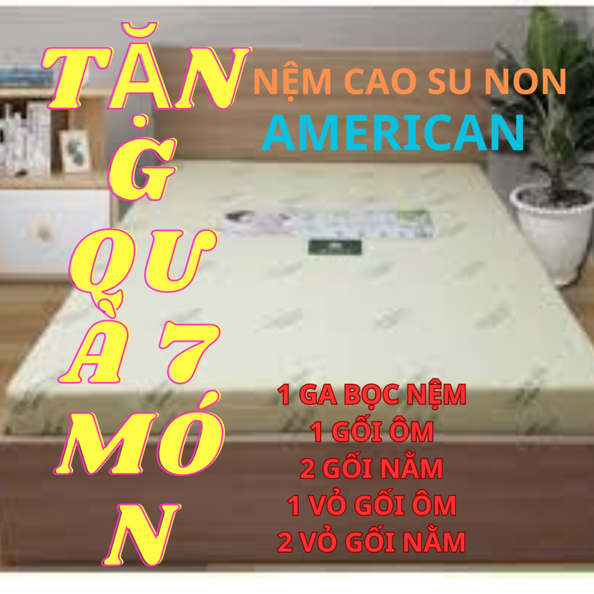Nệm 1m4 x 10cm x 2m cao su non american