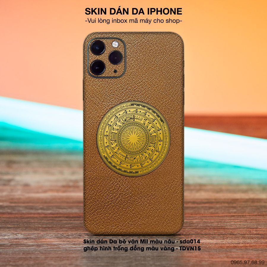 Miếng dán da ghép hình trống đồng vàng - bộ bộ 3 cho iPhone