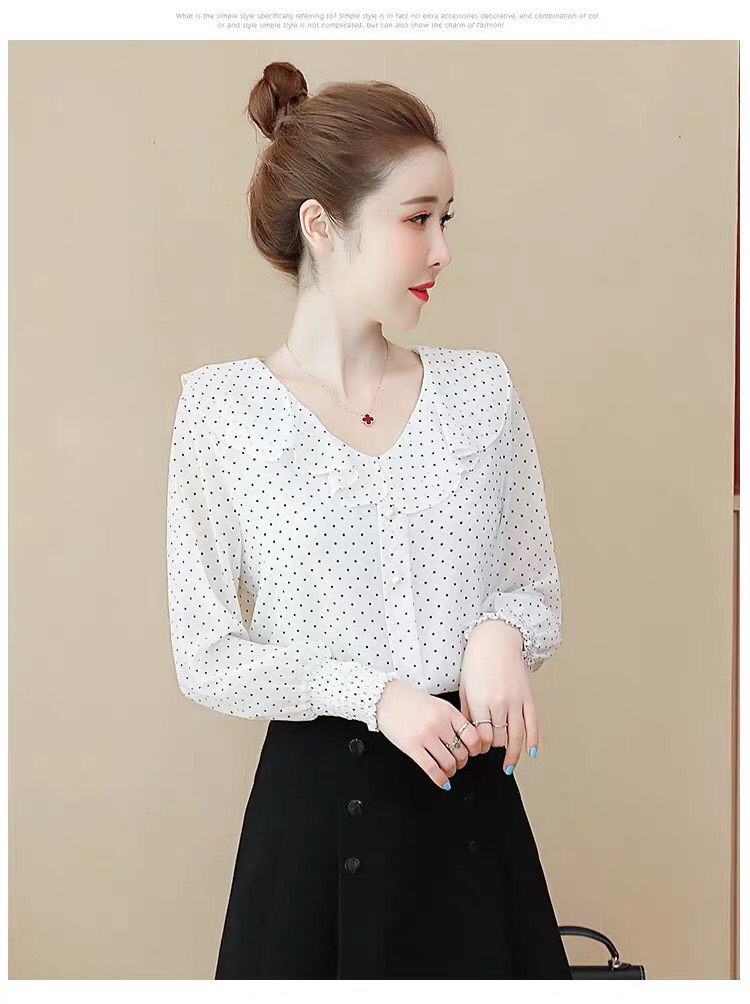 ÁO KIỂU CHẤM BI CỔ TIM NGOCTRANSHOP - NT6371