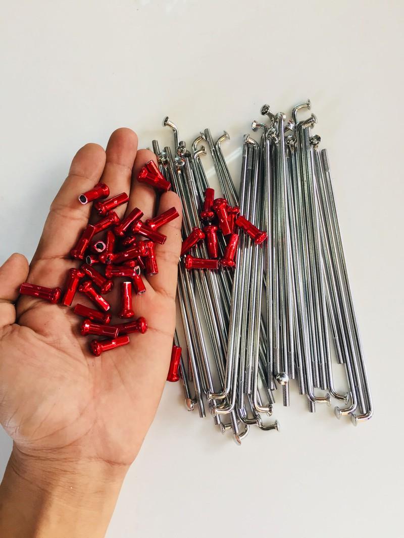 Căm mạ crom chân đỏ 2 bánh trước sau