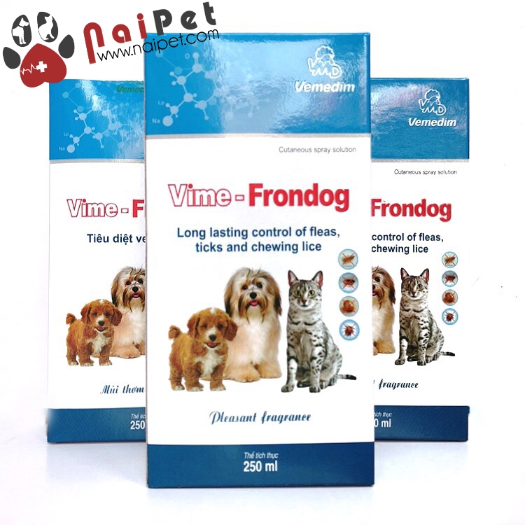 Diệt Ve Rận Bọ Chét Chó Mèo An Toàn Hiệu Quả Cho Cả Chó Mèo Mang Thai Vime Frondog Vemedim  250ml
