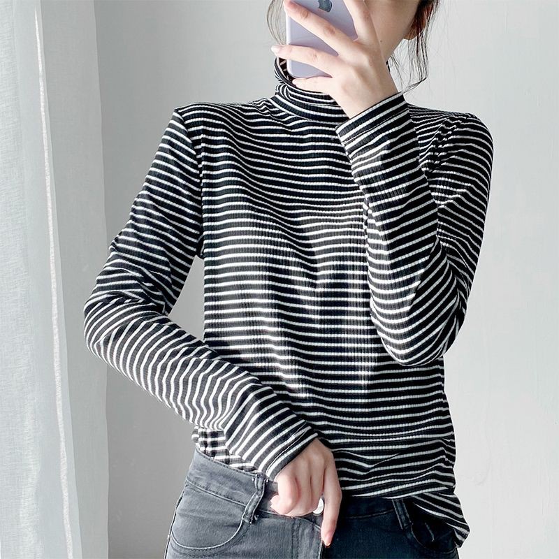 Áo giữ nhiệt len tăm KẺ cổ 3 phân