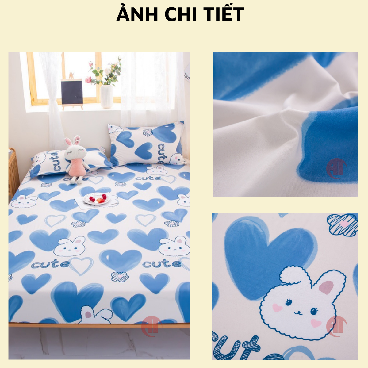 Bộ ga gối cotton poly đủ 3 món AT