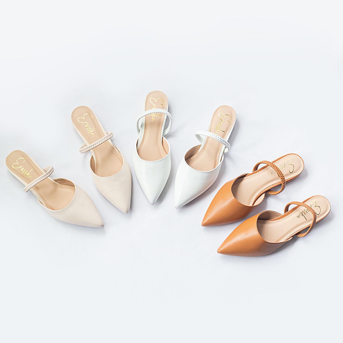 Giày nữ, giày cao gót slingback mũi nhọn cao 2cm phối dây thời trang kiểu dáng basic - EL002 (NU)