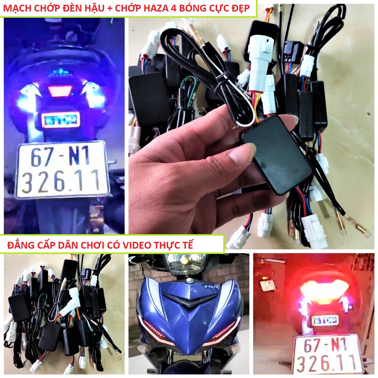 MẠCH CHỚP ĐÈN HẬU + CHỚP HAZA 2in1 CHO EX 150 , MẠCH CHỚP ĐÈN HẬU XE MÁY , MẠCH CHỚP HAZA CỰC ĐẸP , ĐỒ CHƠI XE MÁY , PHỤ KIỆN XE MÁY