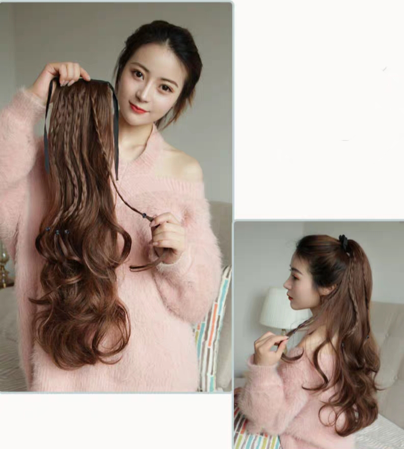 [ HÀNG HIẾM, 60CM ] Tóc giả nữ cột xoăn dài thắt bính, tóc giả buộc, tóc đuôi ngựa