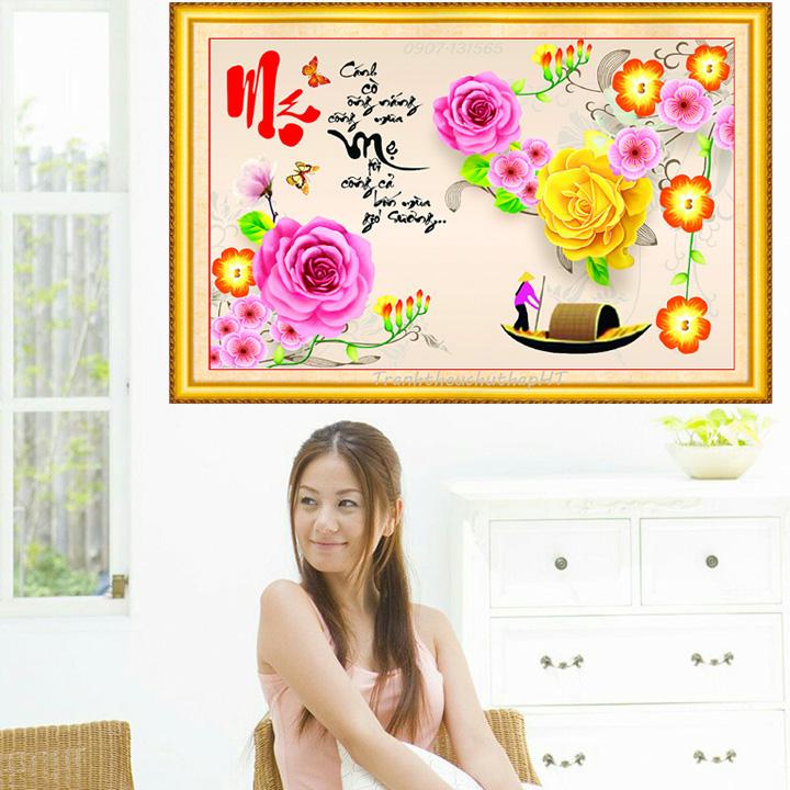 [HCM]Tranh đính đá chữ mẹ VS177 - tự đính