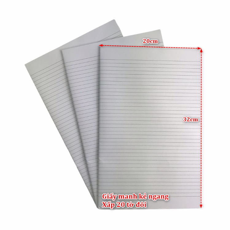 Giấy manh kẻ ngang tốt 20x32cm - xấp 20 tờ đôi