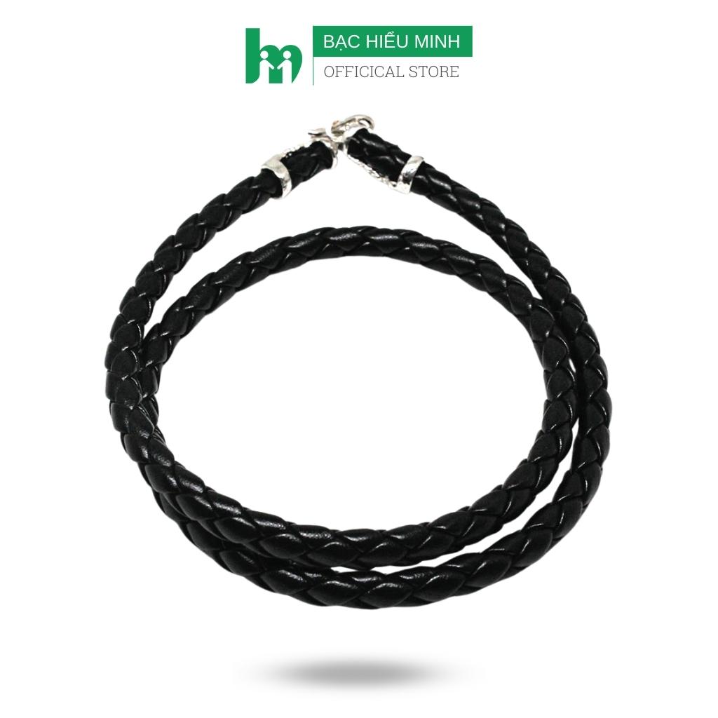 Dây chuyền nam dây da thật 100% bọc bạc bạc hiểu minh ddn026t