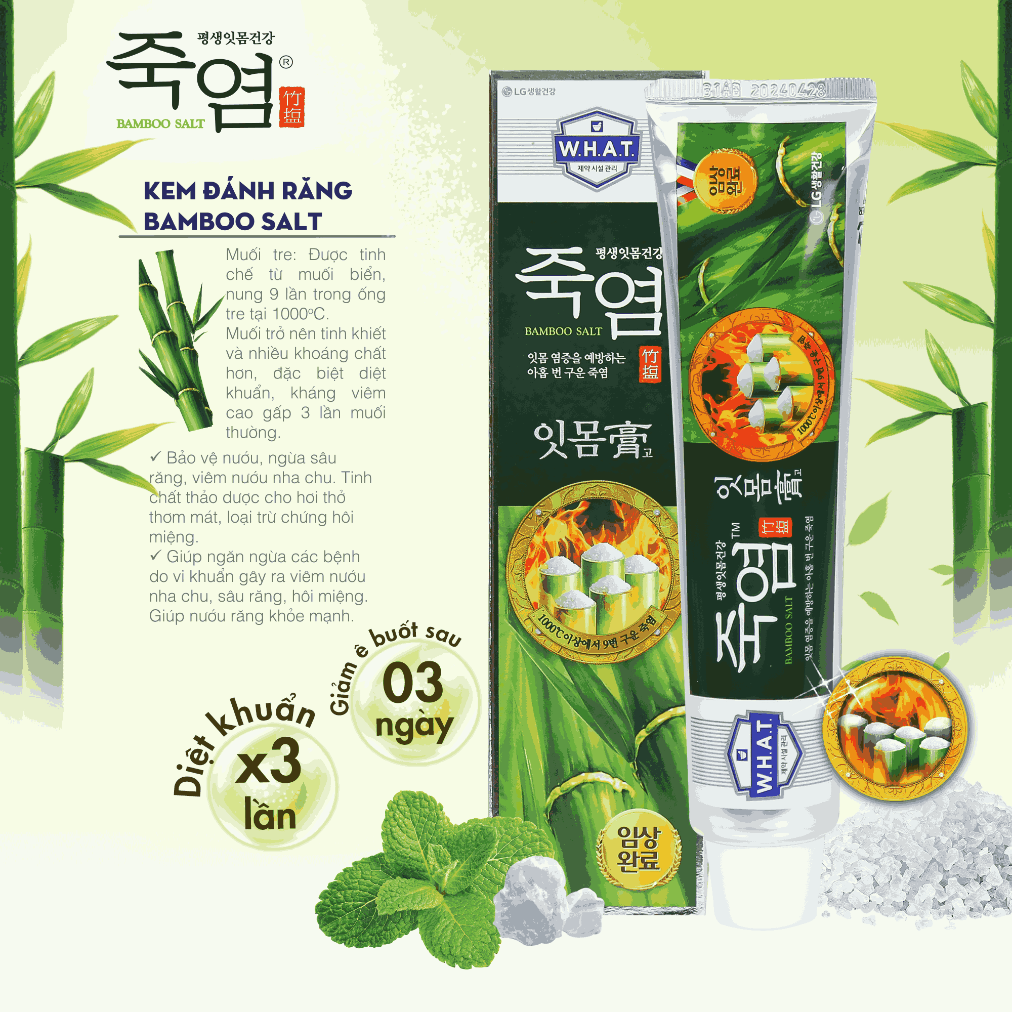 [LG Daily Beauty Official] Kem đánh răng Bamboo Salt Muối Tre Chăm Sóc Nướu 140g