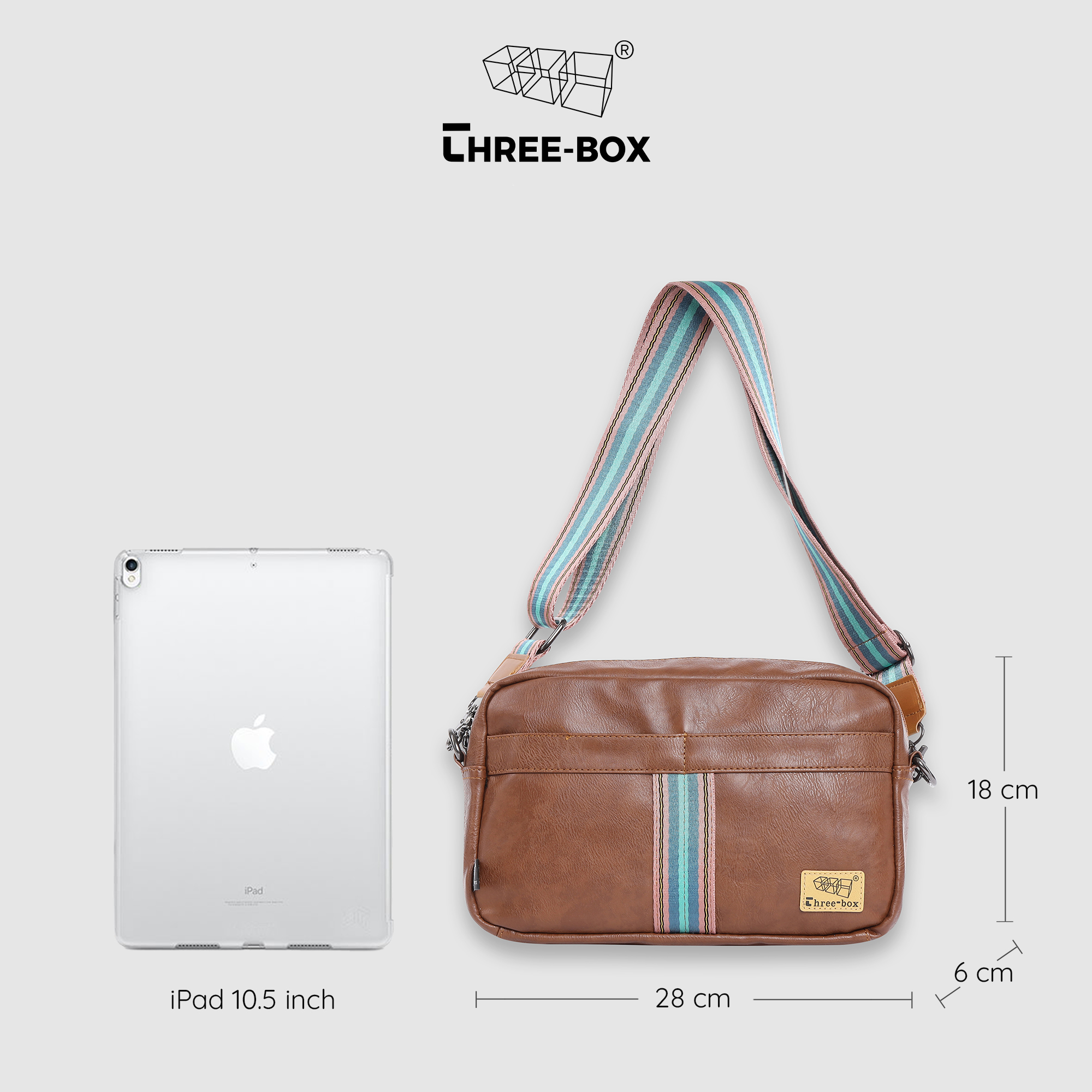 Túi da đeo chéo dây thổ cẩm Three-Box  MS1383TC