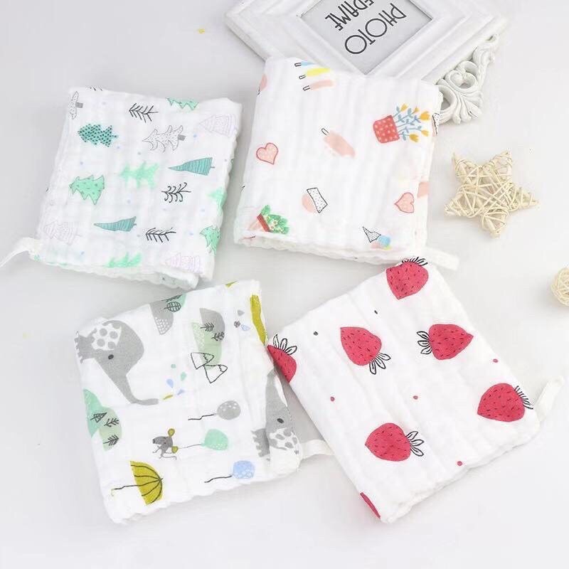 Khăn sữa 6 lớp nhăn xô cho bé. Set 5 cái