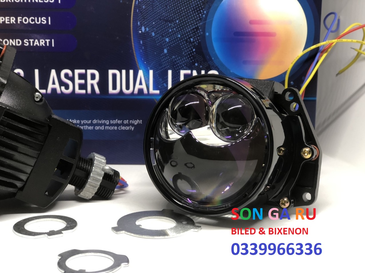 Đèn Bi LED S-LIGHT PRO x2 trợ pha LASER 3 inch