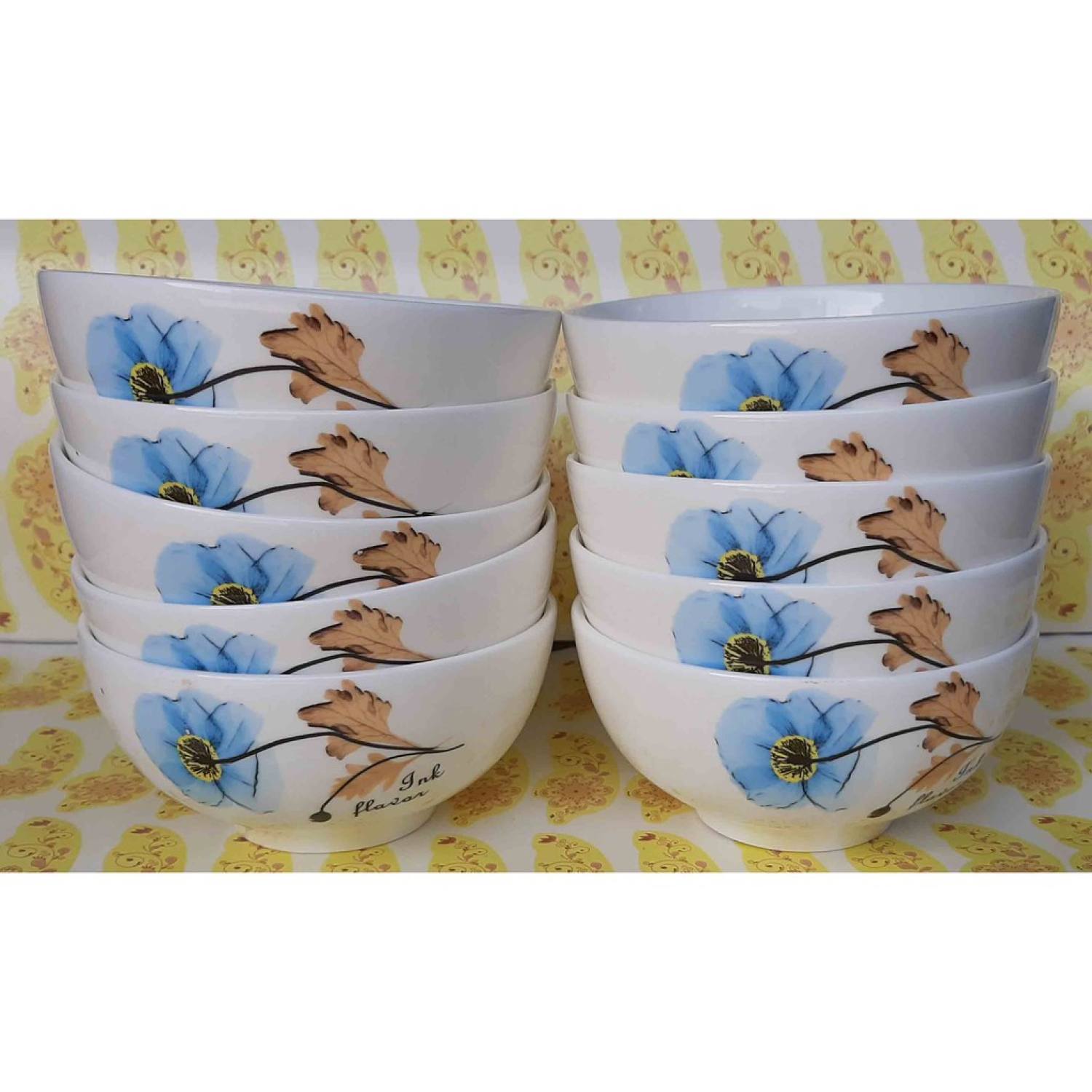 Bộ 08 cái Bát Cơm (chén cơm), Hoa Bèo, đường kính 11cm
