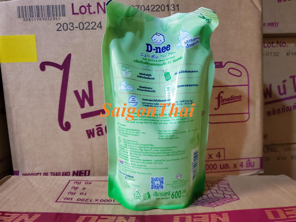 (SGT) Combo nước rửa bình sữa Dnee Chai 620ML + Túi 600ML