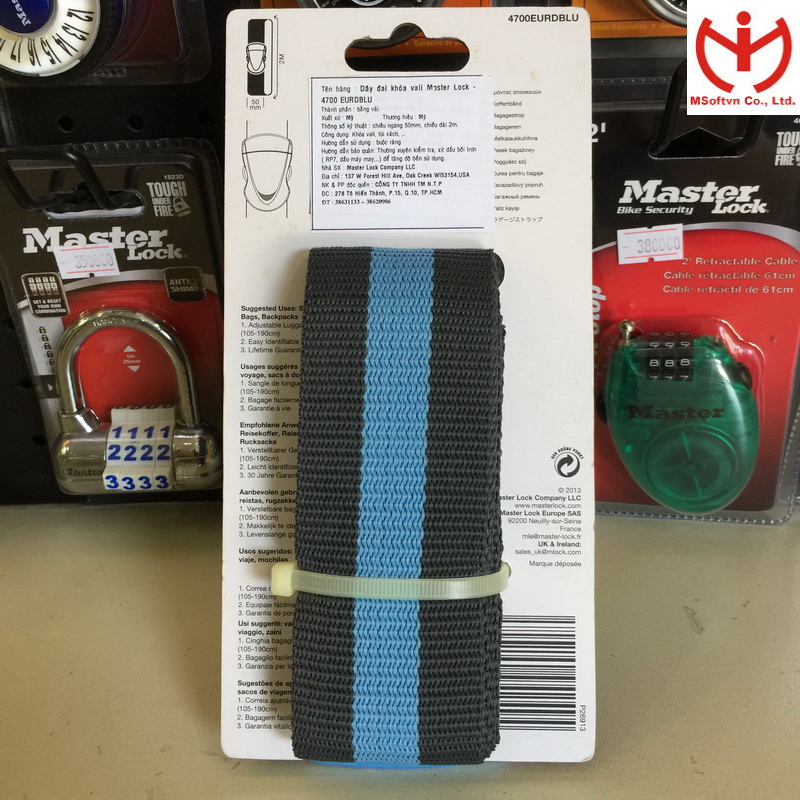 Dây đai ràng vali Master Lock 4700 EURD BLU màu xanh dương - MSOFT