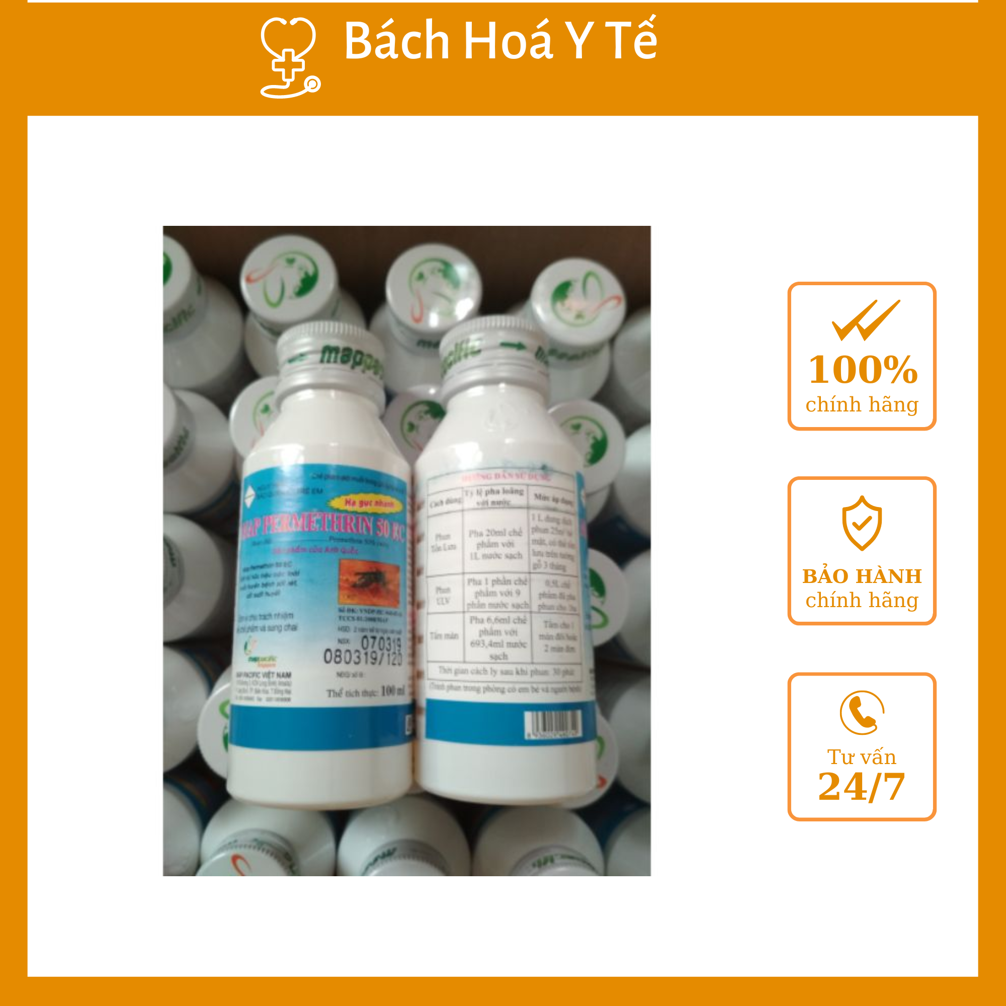 Thuốc phun muỗi Permethrin 50 EC , Lọ/100 ml