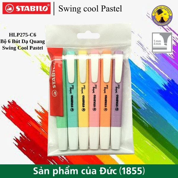 Bộ 6 Bút dạ quang STABILO swing cool Pastel (HLP275-C6)