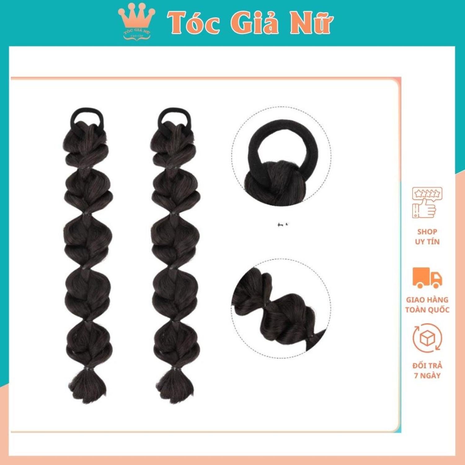 Tóc giả cột thắt bính to loại 25cm mã 007