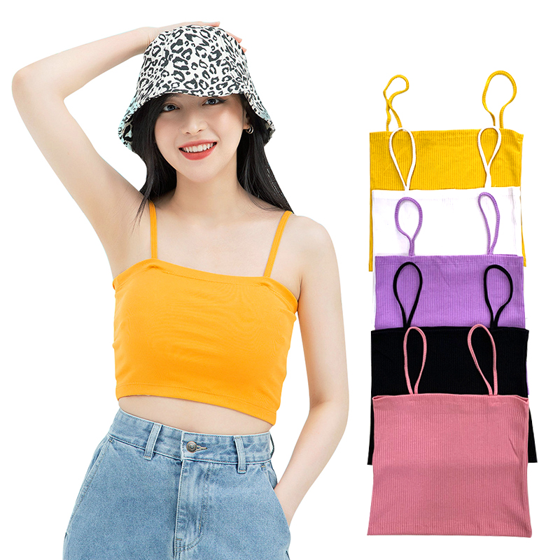 Áo Thun Croptop 2 Dây Croptop 3 Lỗ Basic Chất Liệu Thu Gân Dày 38kg - 55kg