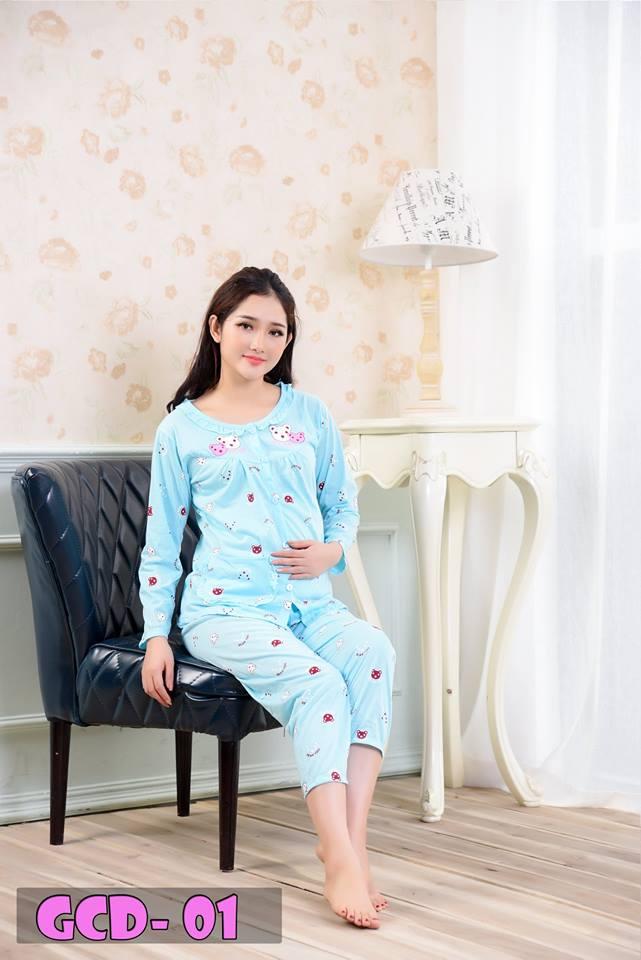 Bộ Bầu Và Sau Sinh Cài Cúc GC, Chất Cotton