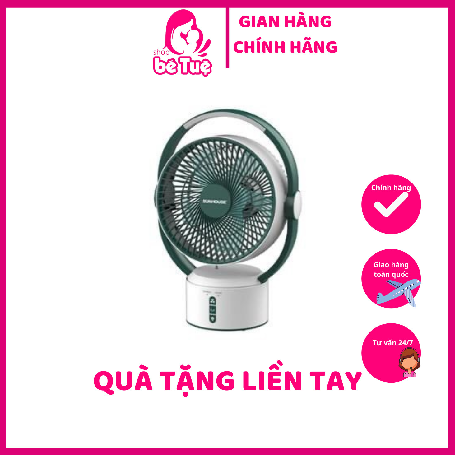 Quạt sạc điện sunhouse shd7116 - hàng chính hãng bảo hành 12 tháng