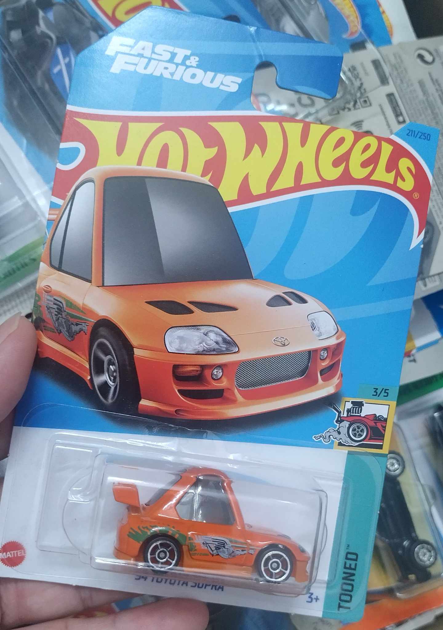 Xe Hotwheels Siêu Cute 94 Toyota Supra (Tooned) (Màu Cam)