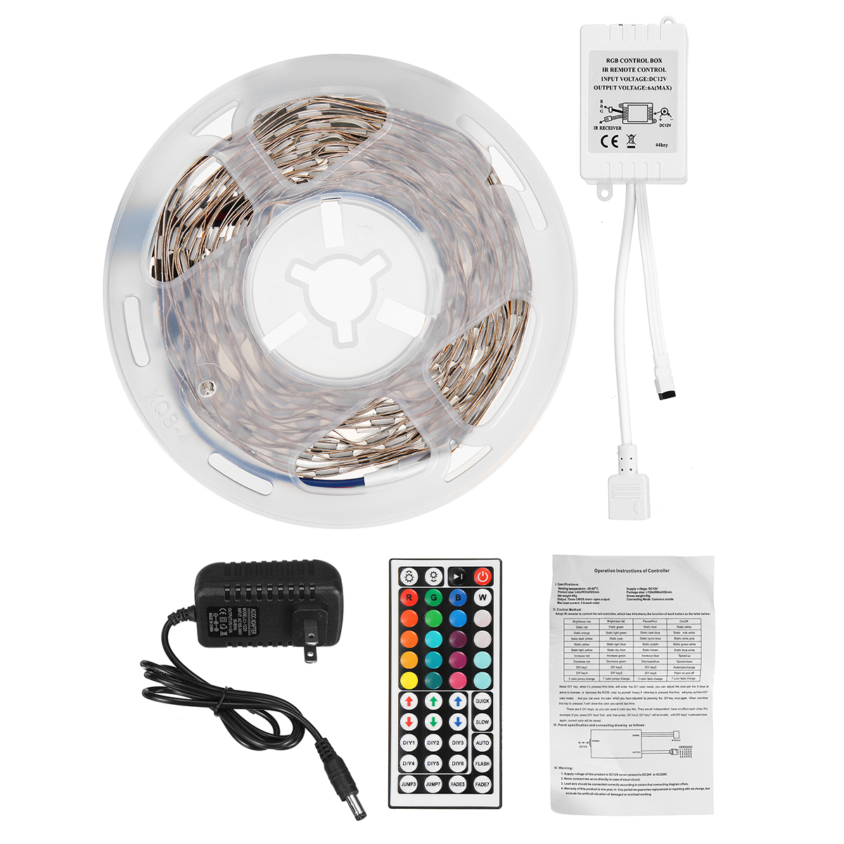 Đèn led dây 5m-5050 RGB phủ keo silicon chống nước+ Remote + Nguồn