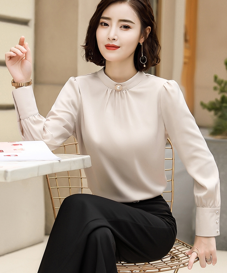 áo sơ mi nữ công sở dài tay , áo lụa ngọc trai - TA99
