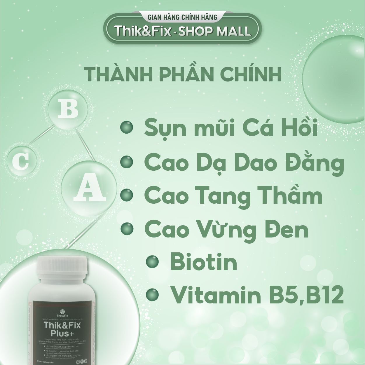 Viên uống mọc tóc thảo dược TKIK&FIX (30 viên nang/hộp)