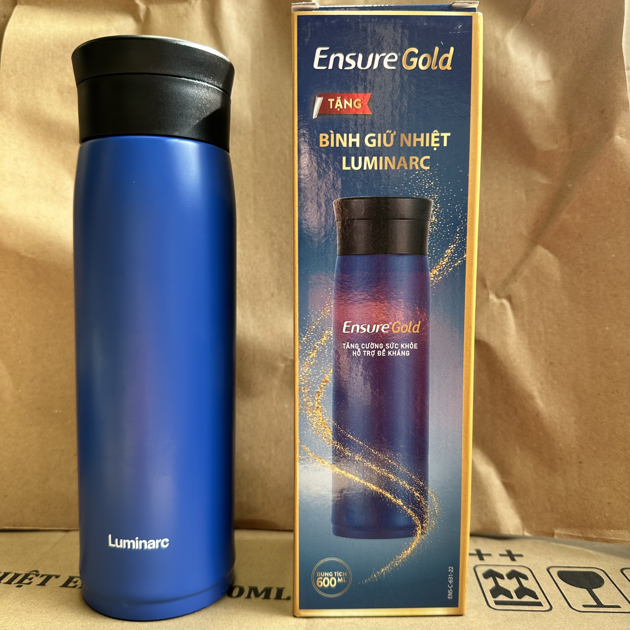 Bình Giữ Nhiệt Cao Cấp Luminarc 600ml Hkm Ensure gold