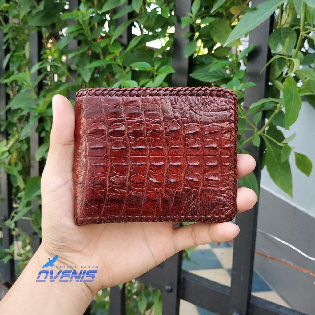 [FREE SHIP] VÍ DA CÁ SẤU THẬT 2 MẶT ĐAN VIỀN SANG TRỌNG MADE BY OVENIS