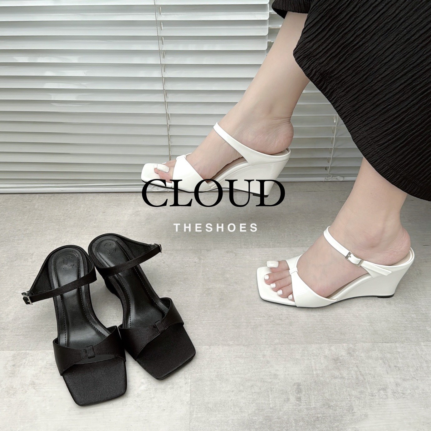 Giày nữ đế xuồng hở gót mũi vuông thời trang cho nữ Cloud The Shoes