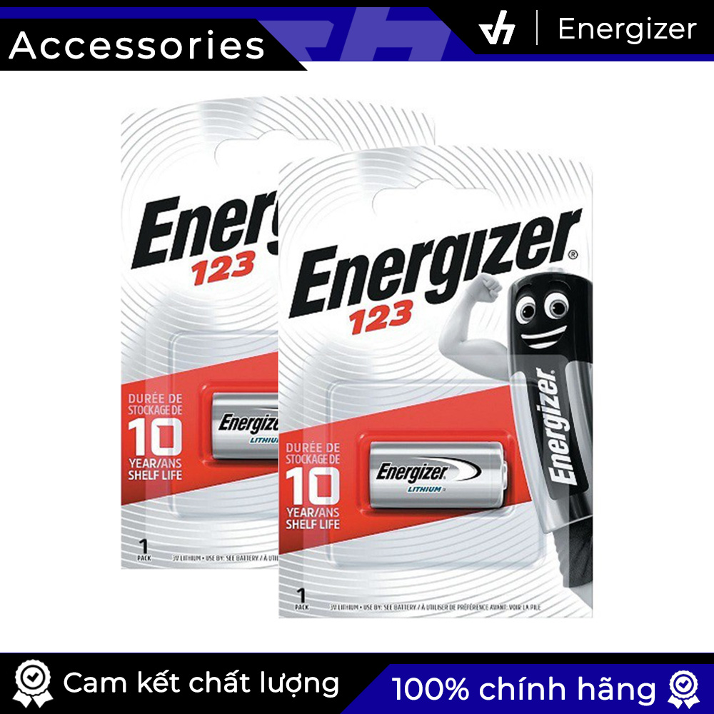 Combo 2 Pin Energizer 123 (CR123A) Lithium 3V