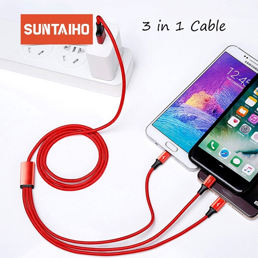 Cáp sạc 3 trong 1 chân sạc micro, type c, lightning Công nghệ Sạc Nhanh