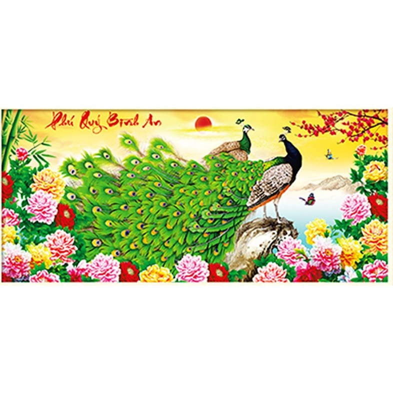 Tranh đính đá phú quý bình an 113x55cm lv137