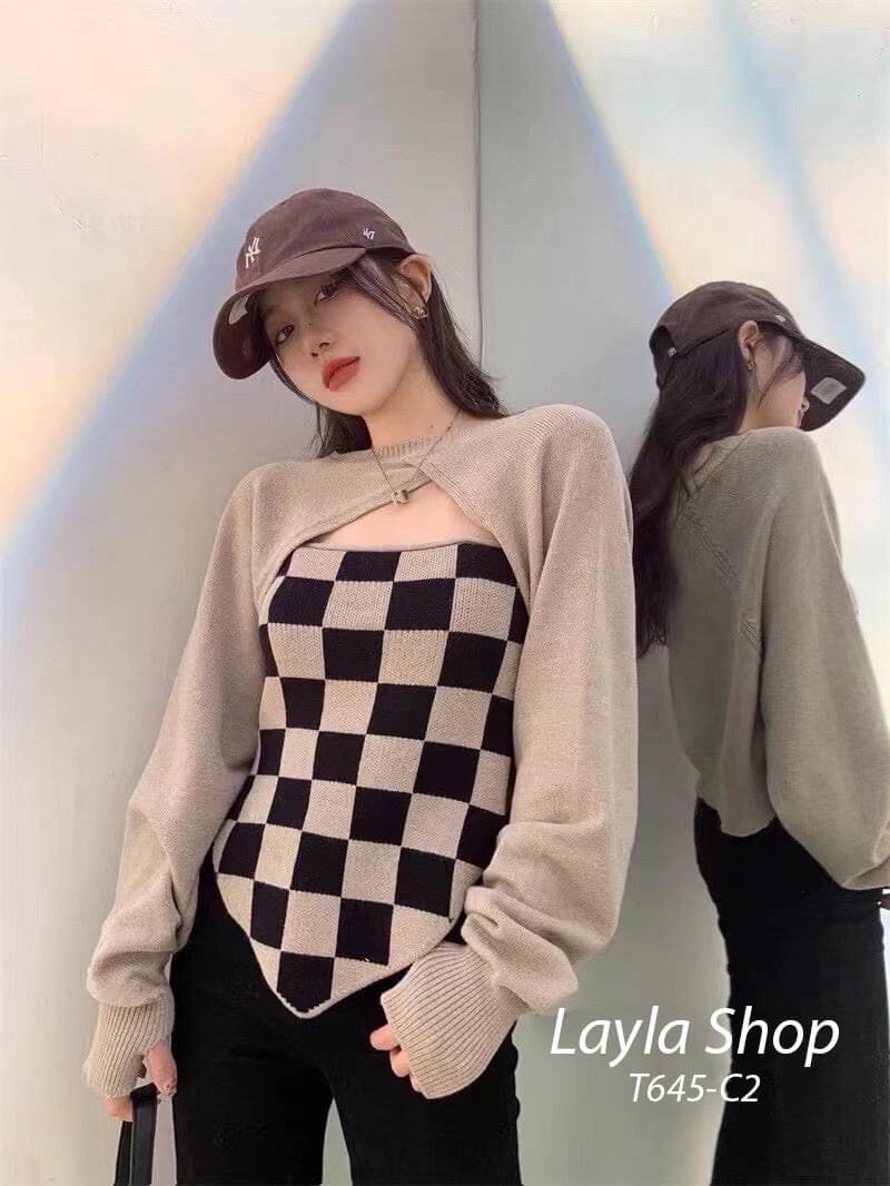 Set 2 món áo croptop ziczac