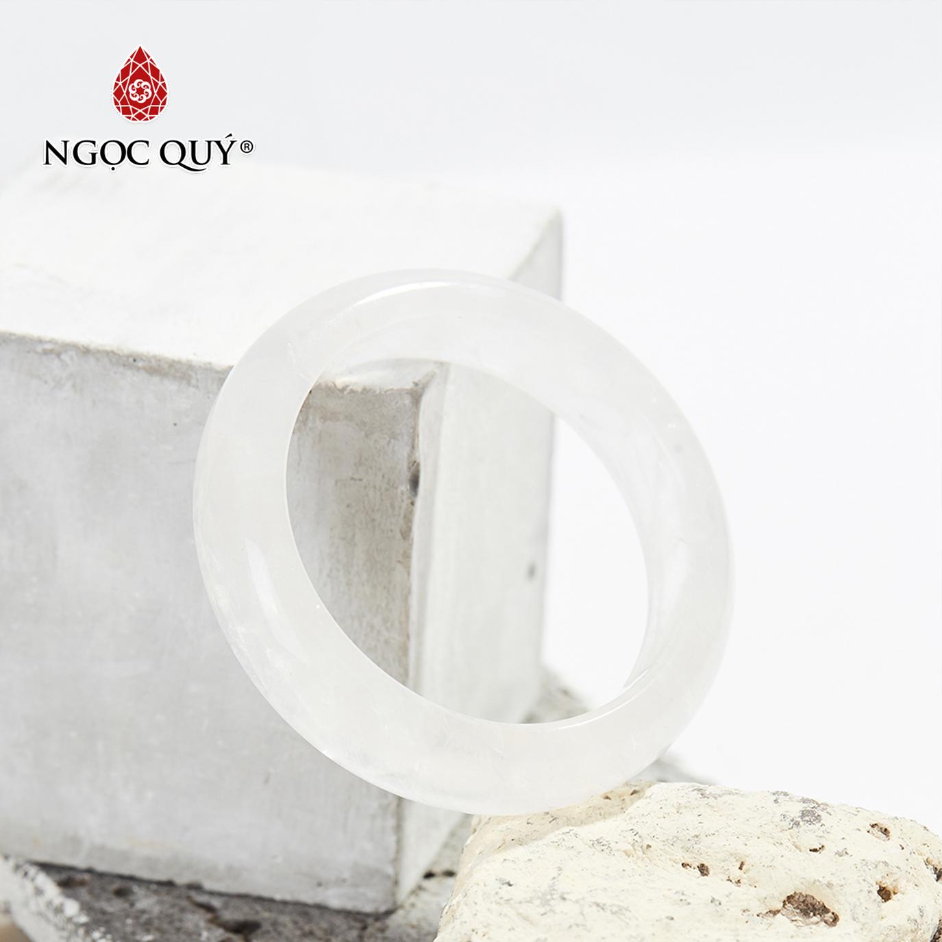 [HCM]Vòng Tay Thạch Anh Ưu Linh Trắng Bản Hẹ 12mm Mệnh Kim Thủy (màu trắng) - Ngọc Qúy Gemstones