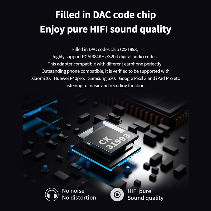 JCALLY JM6 Type-C to 3.5mm CX31993 digital audio portable decoding amp Hifi DAC mobile headset USB Type C to 3.5mm adapter