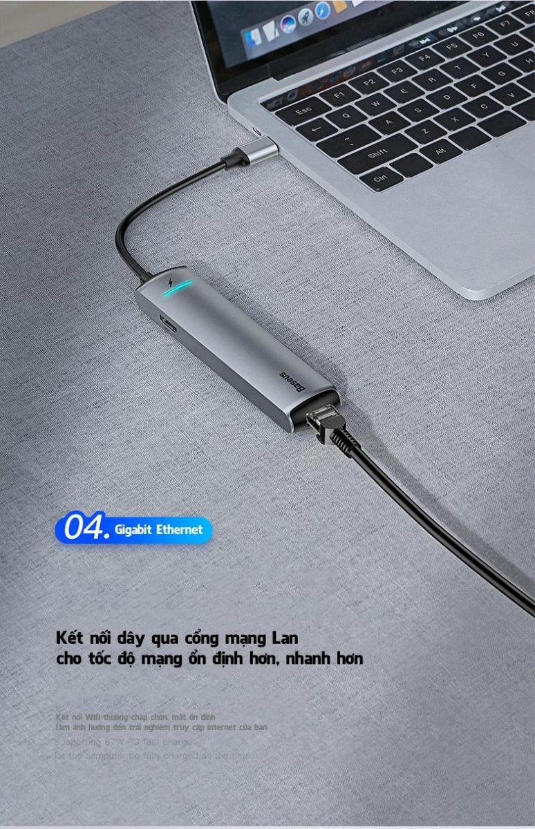 Cổng chuyển Baseus 4K HDMI Type-C 6in1
