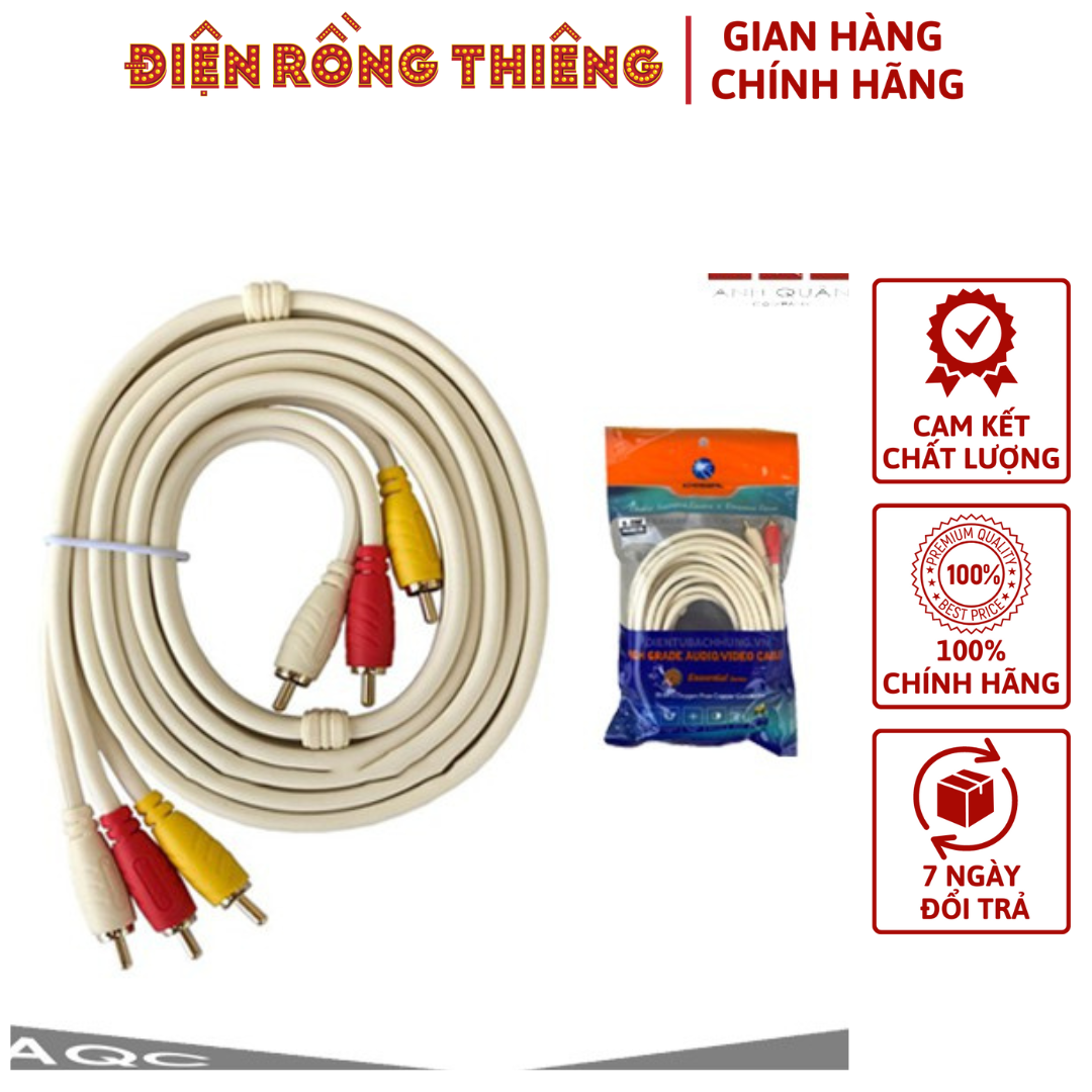 Dây av 6 đầu - dây tin hiệu 3 ra 3 bông sen - dây av 3 đầu bông sen