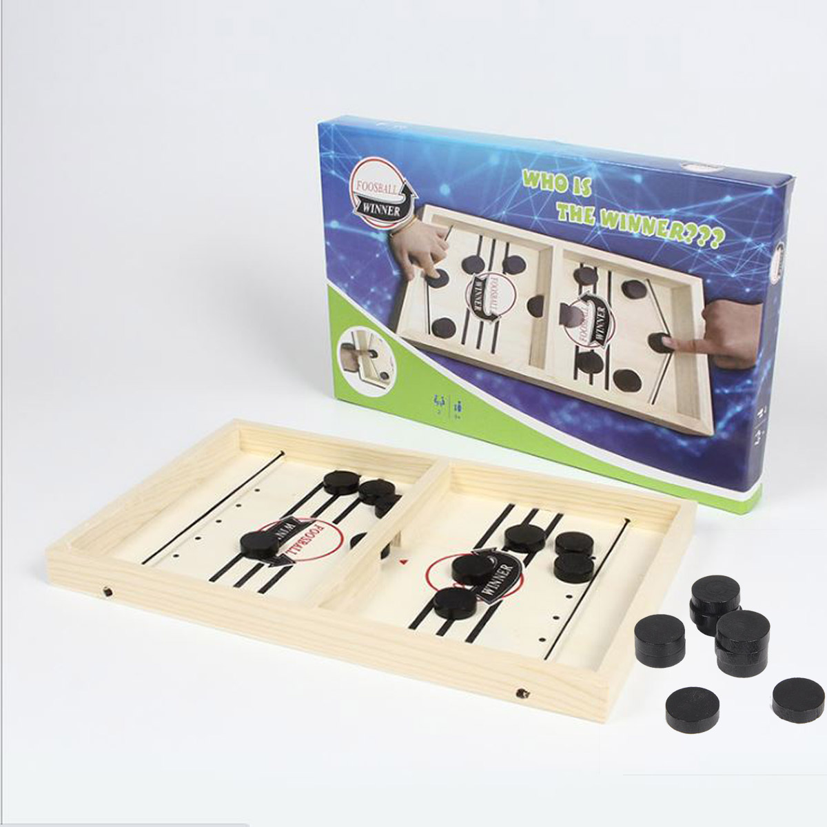 Cờ Búng Bàn Đấu Ice Hockey Bằng Gỗ Cao Cấp - Chọn Size -  Foosball Winner, Sling Puck - Bắn Bi Gỗ Xuyên Lỗ - Hãng Amalife