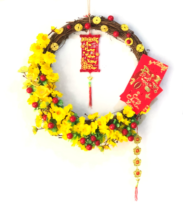 Vòng hoa mai  trang trí tết H05